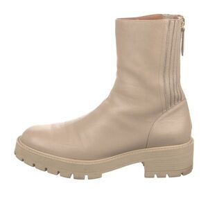 Aquazzura Leather Combat Boots with Lug Sole w Back Zipper Modern Size 10.5